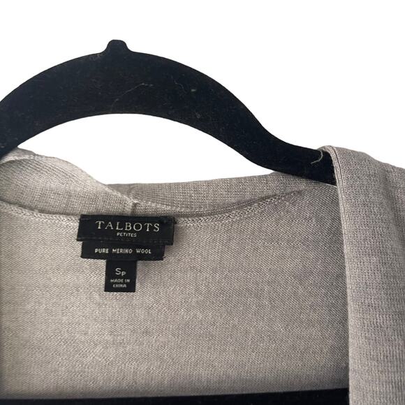 Talbots Size Small Grey Pure Merino Wool Open Front Caridgan Sweater - Picture 7 of 9